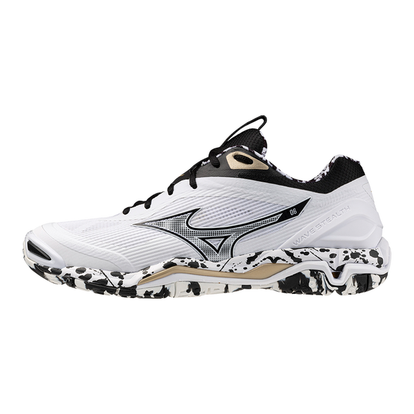 Mizuno Wave Stealth 6 (25) - Sis&auml;pelikenk&auml; (White/Black/GE Gold)