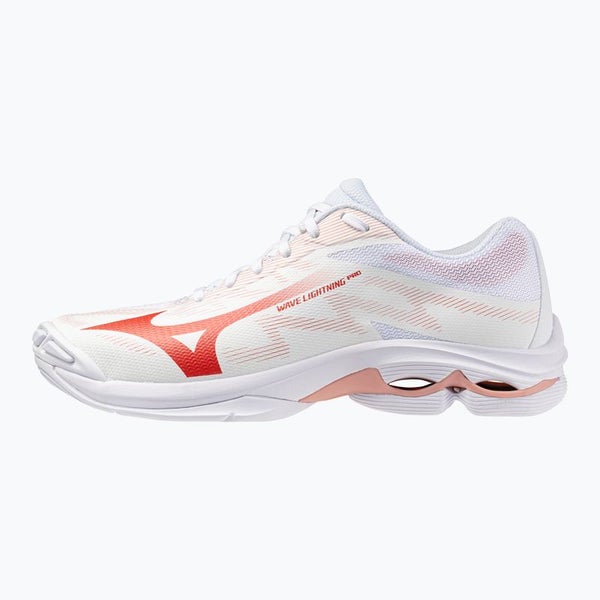 Mizuno Wave Lightning Pro (26) Naisten sis&auml;pelikeng&auml;t (White/Rose Elegance/Lava Falls)